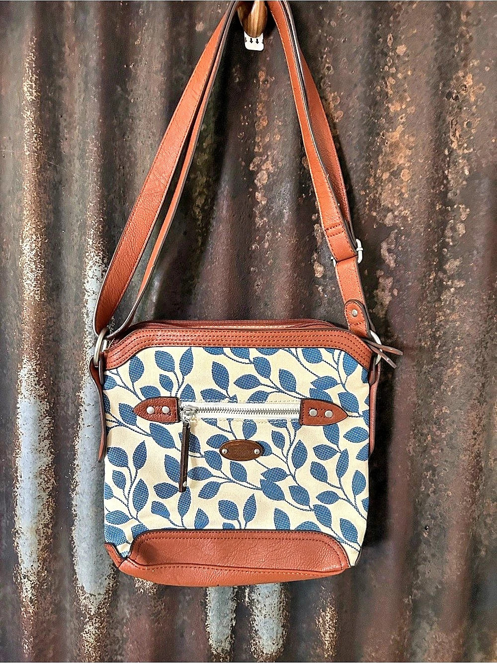 b.o.c Floral Crossbody Bag in Brown & Blue